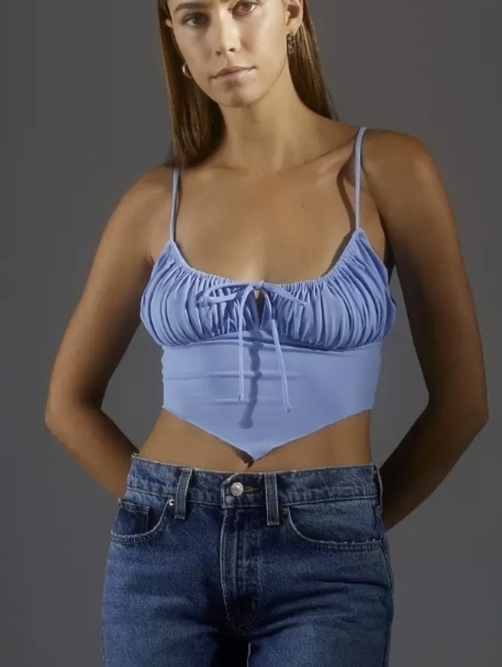 Urban Outfitters Blue Cropped Tank Top Size Medium